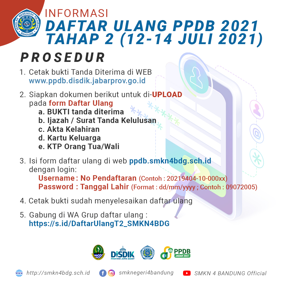 Daftar Ulang SMKN 4 Bandung Tahun 2021 Tahap 2